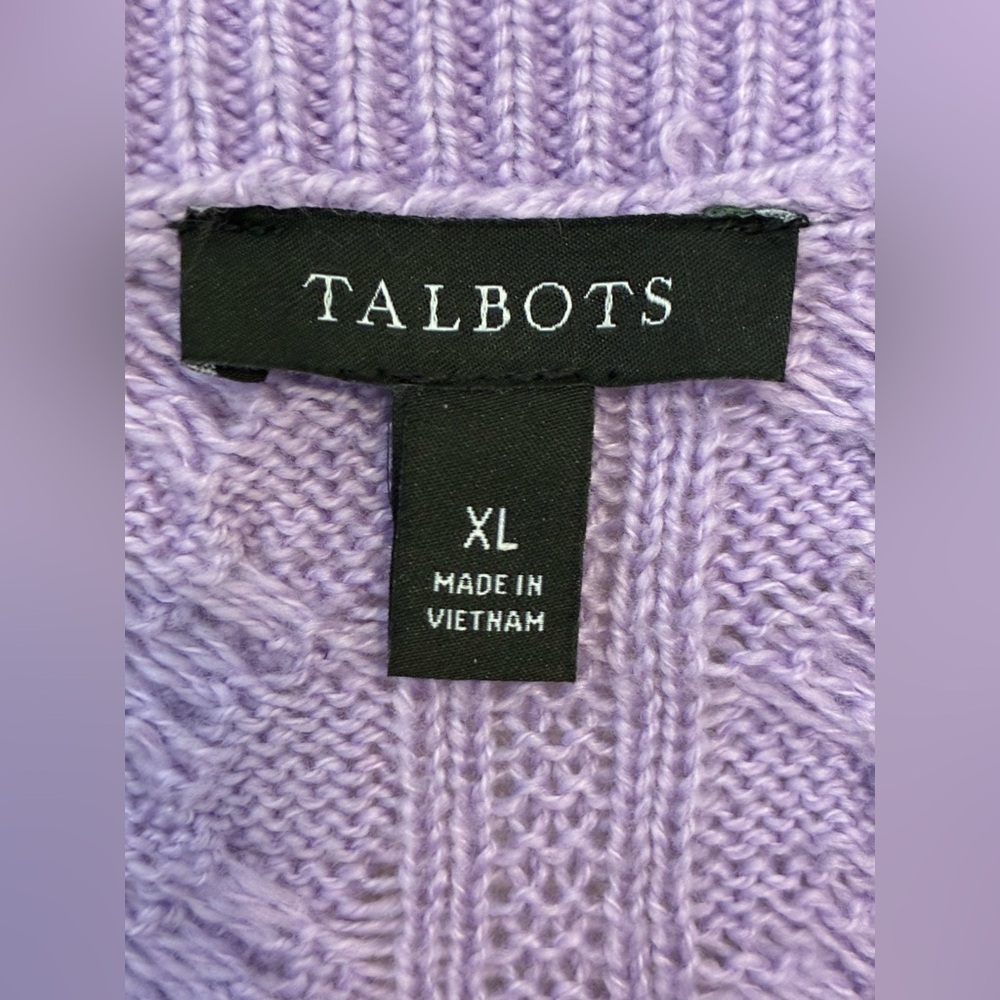 Talbots Lavender Cotton Cable Knit Crewneck Sweater - Picture 7 of 7